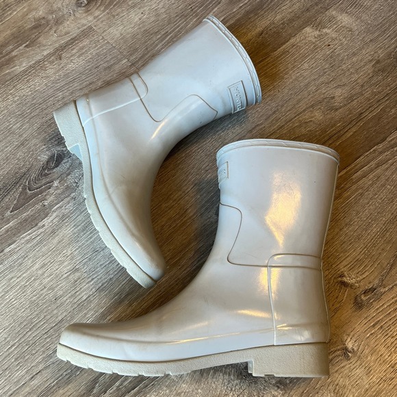 Hunter Short Gloss Rain Boots Gray Womens 7 UK 5 EU 38 - Picture 3 of 10
